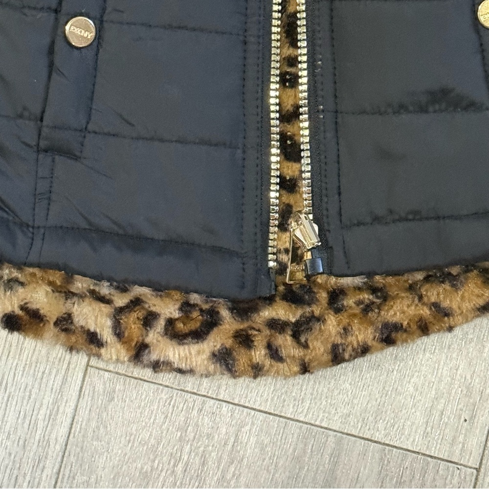 DKNY Black Puffer Reversible Jacket with Leopard Lining - Picture 8 of 12